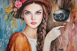 paint a portrait in traditional watercolor technique