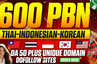 do 600 high da dr korean indonesian thai homepage backlinks