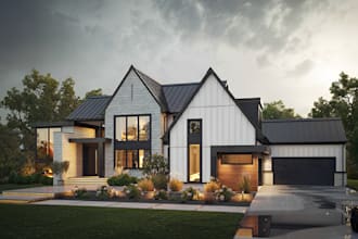 do 3d exterior home modelling design architectural house rendering, 3d elevation