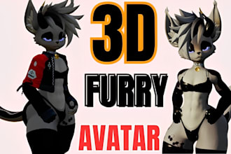 create custom 3d furry fursona vrchat avatar vr vrc model vtuber character
