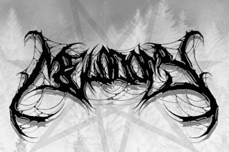 draw monogram band logo,music,metal,horror,clothing,hand drawn