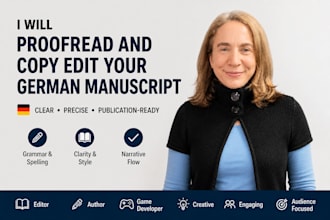 proofread and copy edit your german manuscript