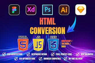 convert figma to HTML PSD to HTML CSS bootstrap5 or tailwind responsive design