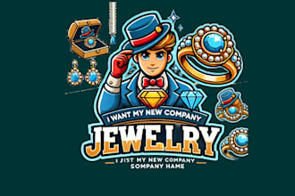 do modern style jewellery mascot logo design with express delivery
