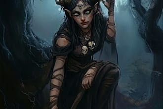 make a fantasy horror character art and illustration