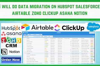 do data migration on hubspot salesforce airtable zoho clickup asana notion