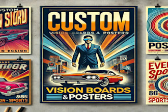 design vision board car poster vintage poster event poster sports poster