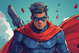 draw you into superhero cartoon character