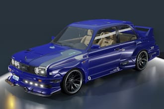 develop car, cgi motor visualization, vintage car, fivem car,interior car render