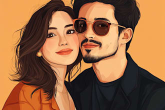 do minimalist portrait illustration for family, couples