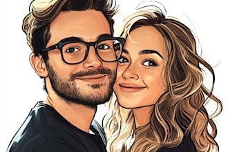 draw couple portrait illustration from photo