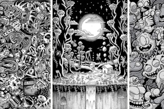 draw custom dark doodle art, HD gothic illustration and HQ wall decor art