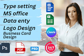 type setting , dataenty , logo and business cards design