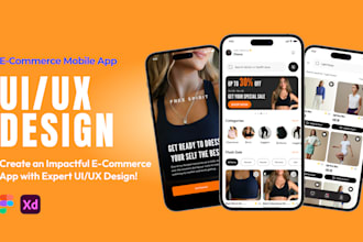 do ecommerce mobile app UI UX design, clothing jewelry mobile app