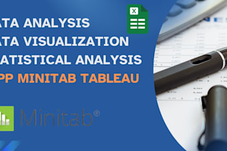 do statistical data analysis using minitab, excel, tableau, spss and rstudio