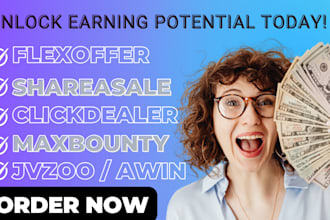 create clickdealer, shareasale, awin, and flexoffers account