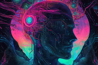 create detailed art of sci fi cyberpunk psychedelic artwork