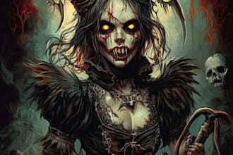 draw fantasy horror art illustration or dark creepy