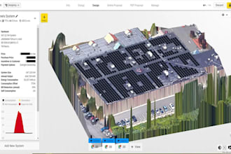 design pv solar system using pvsyst and 2d and 3d drawings