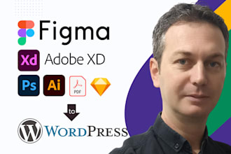 convert figma, xd, PSD, PDF, sketch, or ai designs to wordpress website