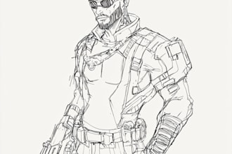 sketch of your character, sci fi fantasy, cyberpunk
