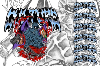 create artwork hardcore band, hip hop,graffiti with my style