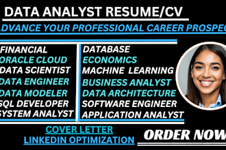 write data analyst resume, scientist, engineering, architecture, and business CV