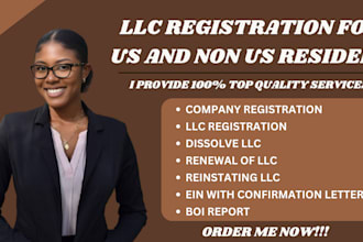 do llc registration obtain ein, dissolve llc, renew llc for US and non resident