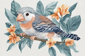 draw an animal and botanical illustration
