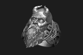 retouch 3d ring mimir god war design,3d fashion model, pendant sculpt,stl zbrush