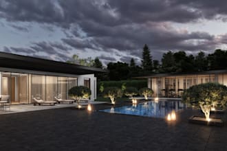 do landscape, backyard, swimming pool design and render images