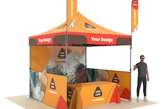 design tent, roll up banner, table cover and backdrop