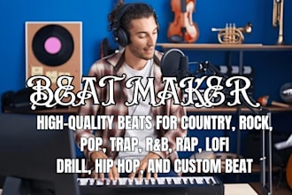 produce quality beat for country song rock pop trap rnb rap hip hop instrumental