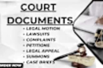 write motion, petition, lawsuit, pleadings, demand letters and legal document