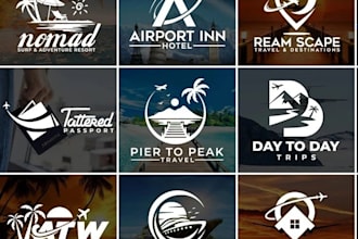 do modern travel and hotel rental outdoors adventure and luxury logo design