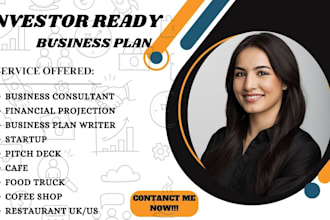 investor ready business plan writer, startup, franchise proposal, restaurant