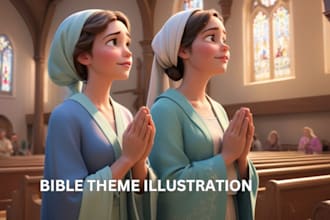 draw 3d bible theme children book bible story illustration story book watercolor