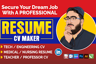 design ats resume writing, sales, tech, teacher, engineering, medical CV maker