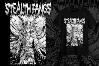 draw an amazing black and white design for t shrit for band or brand