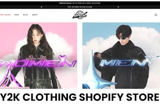 design y2k streetwear website y2k clothing store y2k clothing brand website