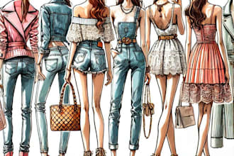 make a fashion collection of clothes illustration art