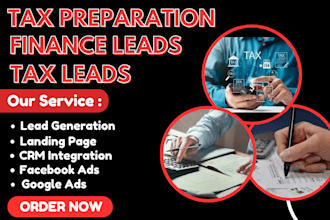 generate exclusive tax preparation leads finance leads, tax landing page website