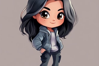 draw anime chibi art illustration, cute art style