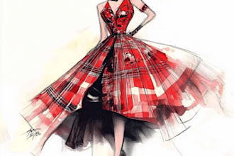 draw a fashion collection of clothes illustration or sketch