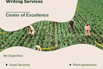 write agricultural and food security content, research, and summaries
