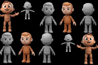 design 3d action figures toys articulated model 3d mascot figure for 3d printing