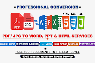 convert PDF to word, PPT, HTML and provide typing service