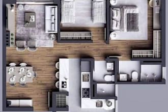 create 3d floor plans from 2d floor plan for house, apartment and offices