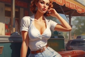 draw a pin up girl and pin up girl illustration