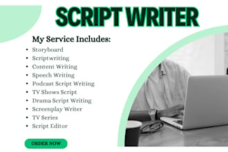 storyboard your project and script write short film, tv show, drama and movies